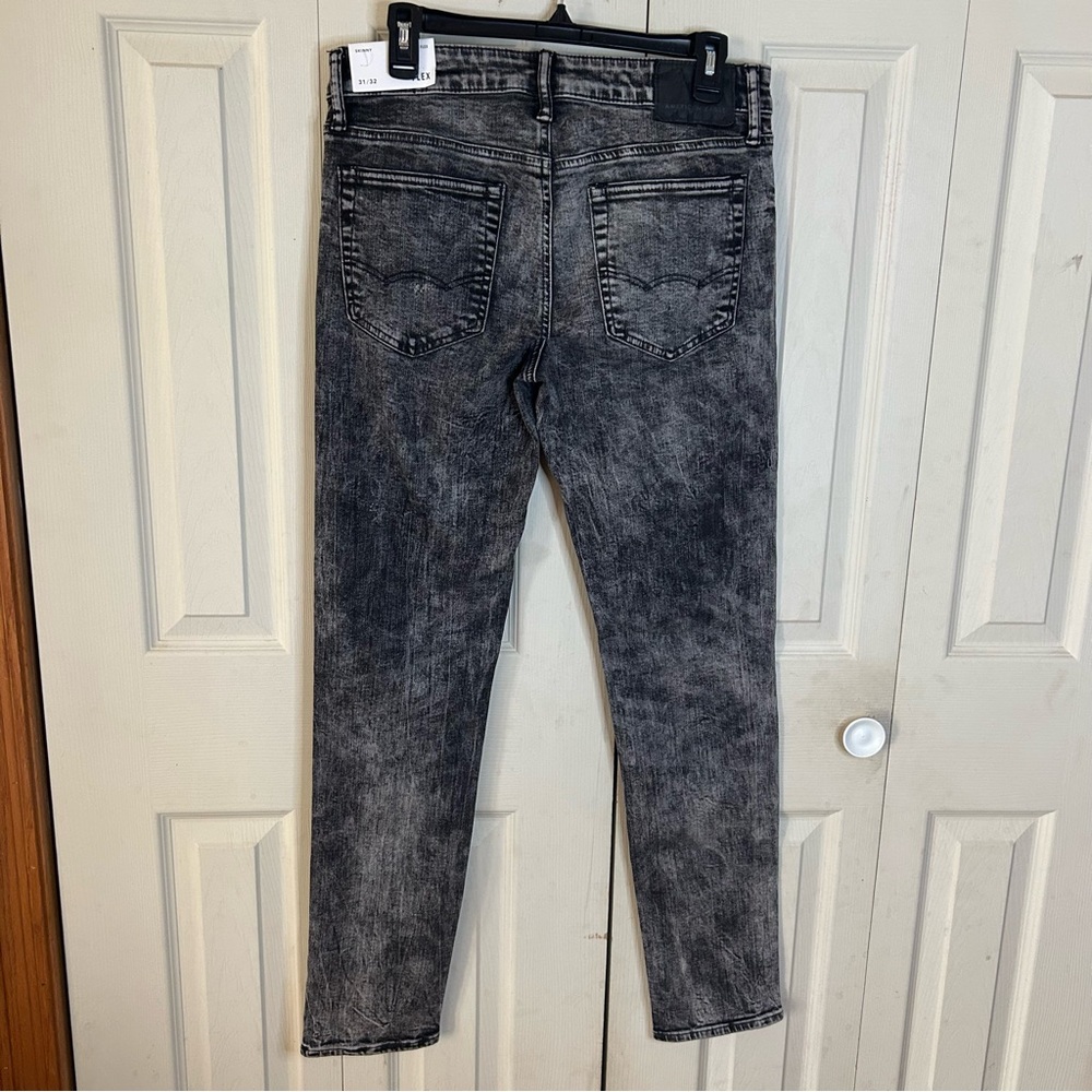 American Eagle Outfitters Black and Gray Skinny Jeans with Distressed Finish - Picture 3 of 9